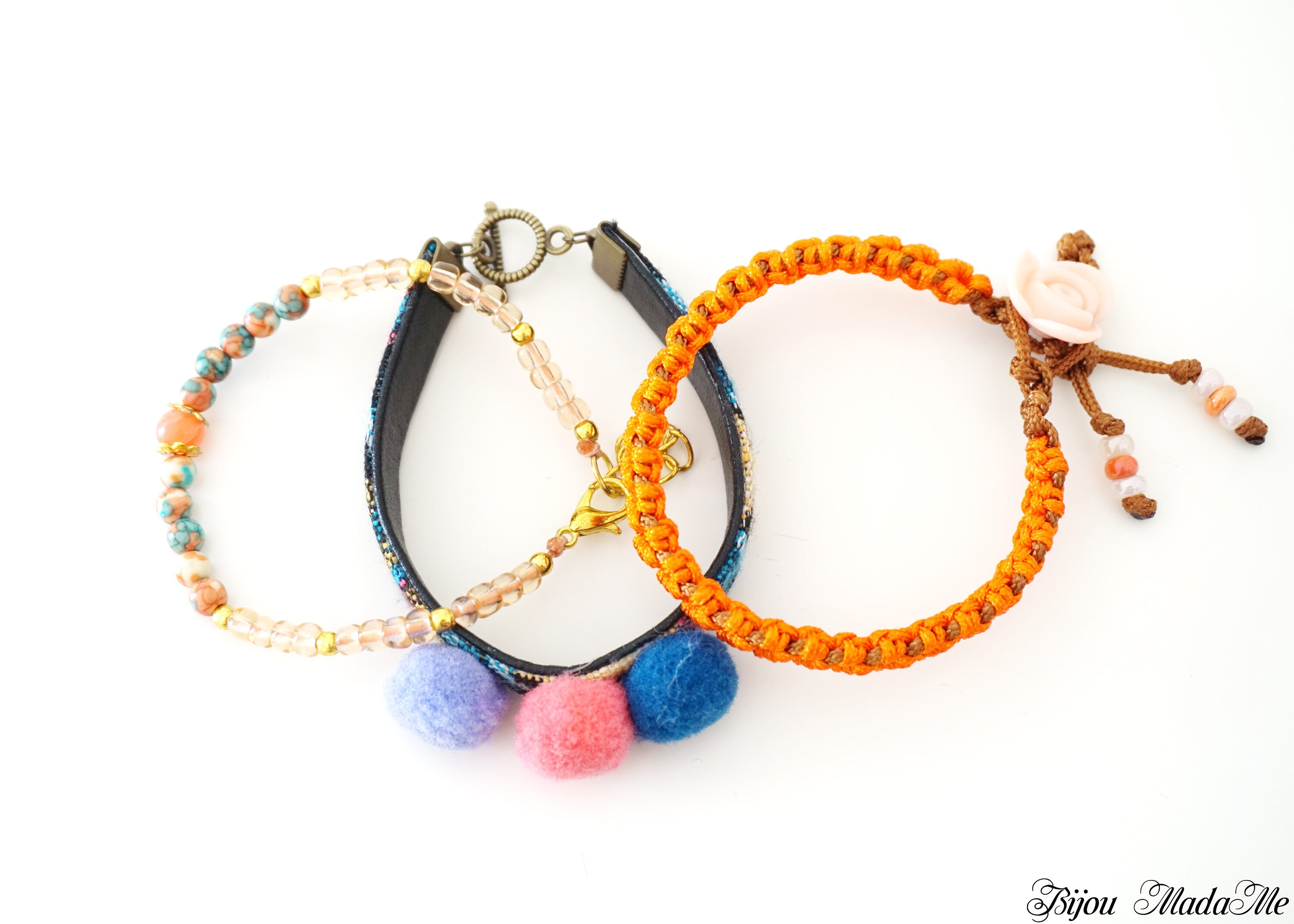 Stackable gemstone macrame bracelet set Turquoise tribal | Etsy
