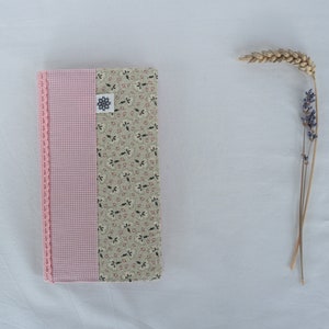 Porte-chéquier vichy vieux roses et fleuri beige/vert sapin