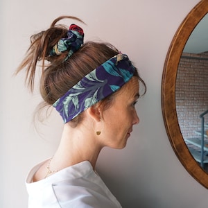 Burgundy, mint or navy floral multicoloured scrunchie and scarf - scrunchie, scarf and belt