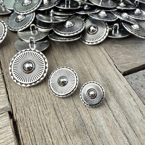 Set van 10 zilveren metalen schachtknopen, 15-25 mm, made in Germany