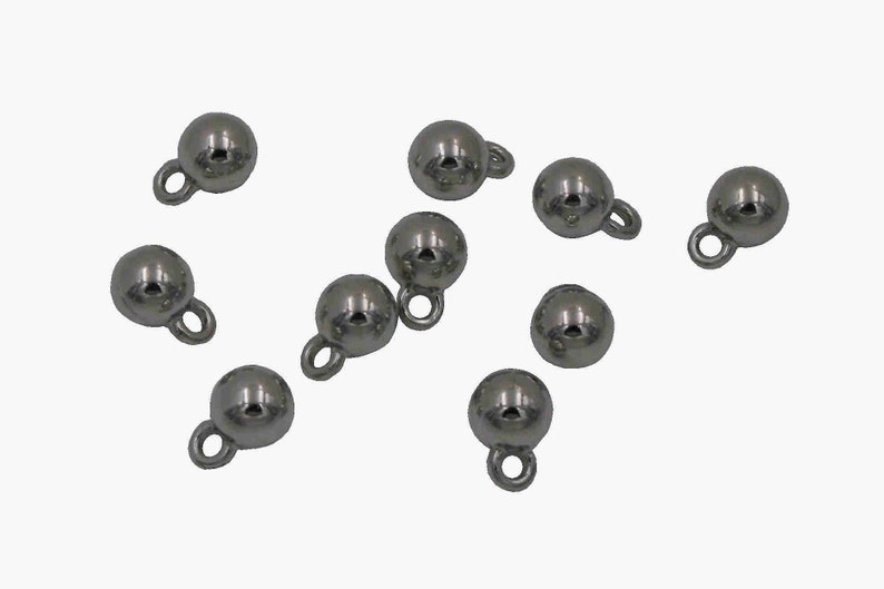 10 Stück Mini Metallknöpfe 7mm Kugel mit Öse in 4 verschiedenen Metallfarben Bild 9