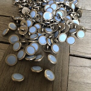 10 Stück altsilber mit hellblau kleine Knöpfe aus Metall 13mm Bild 3