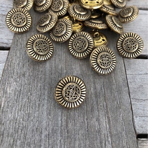 6 Stück gold antik Knöpfe aus Metall Dirndl Tracht 13mm oder 18mm