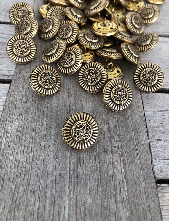 6 Stück gold antik Knöpfe aus Metall Dirndl Tracht 13mm oder 18mm