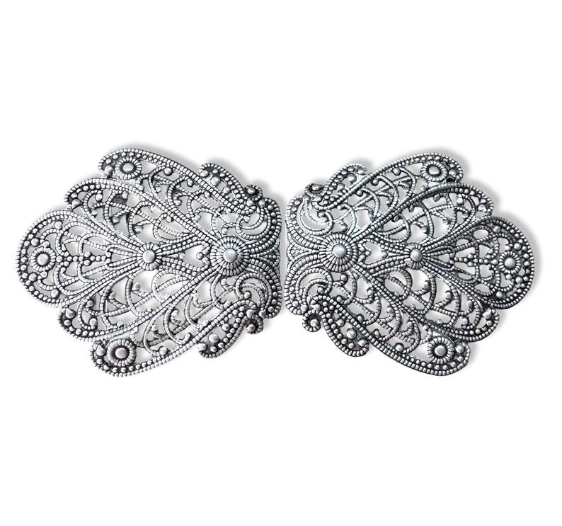 elegante altsilber Trachtenschliesse 100mmx45mm image 2