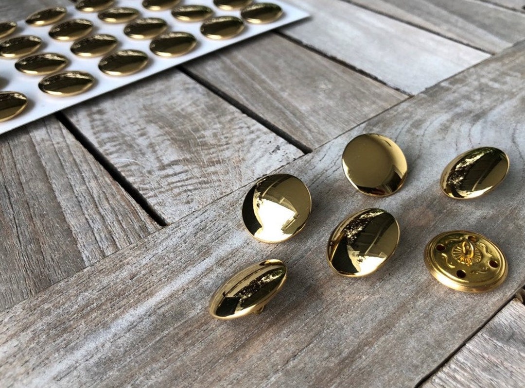 Flache Metall-Ösenknöpfe Gold – 10 Stück In 10mm, 15mm Oder 20mm, Glänzend, Made In Europe