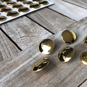 6 Stück gold glänzende Metall Knöpfe leicht und stabil 20mm