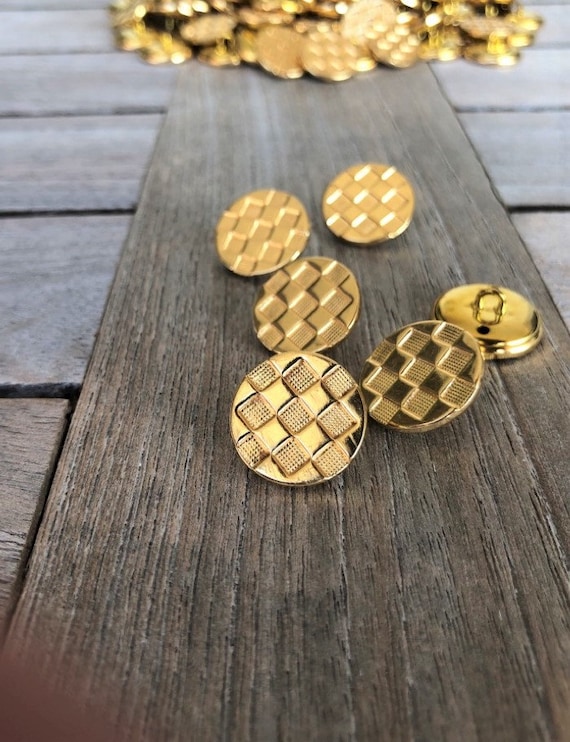 Gold Glänzende Metallknöpfe – 28 Mm, Flach, 5 Stück, Ösenknöpfe Made In Germany
