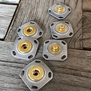 3 Stück eckige stabile Druckknöpfe bicolor aus Metall zum Annähen 27mm