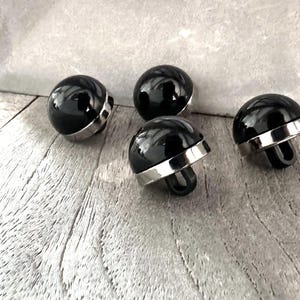 10 Stück Ösenknöpfe schwarz glänzend Halbkugel 15mm