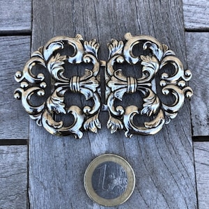 grosse altsilber leichte Trachten Schliesse Dirndlverschluss 80mmx50mm Steg 35mm, made in Germany