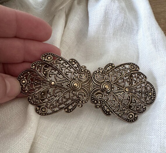 elegante altgold Trachtenschliesse 100mmx40mm