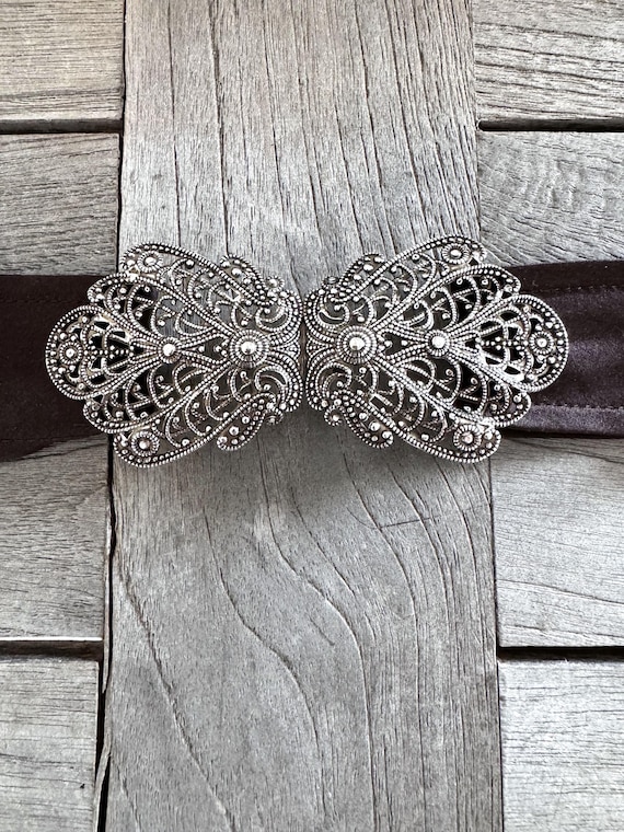 elegante altsilber Trachtenschliesse 100mmx45mm