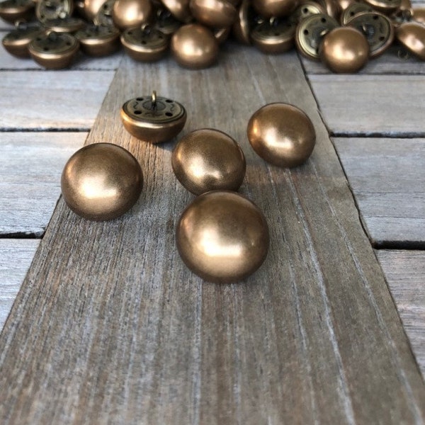 5 Stück bronze / gold gewölbte Metallknöpfe Halbkugel 20mm oder 22mm