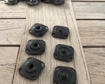 3 Stück schwarz matt eckige stabile Metall Druckknöpfe zum Annähen 27mm
