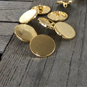 10 Stück gold farben glänzende flache Metall Knöpfe schlicht in 10mm, 15mm, 18mm, 20mm, 23mm oder 25mm