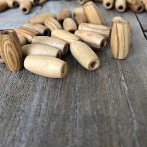 20 Stück Perlen oval aus echtem Olivenholz unbehandelt 15mm oder 18mm