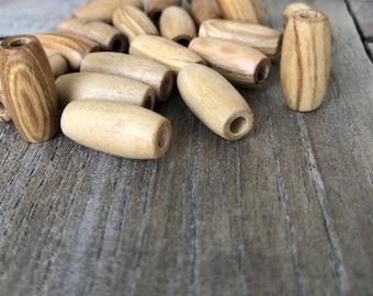 20 Stück Perlen oval aus echtem Olivenholz unbehandelt 15mm oder 18mm
