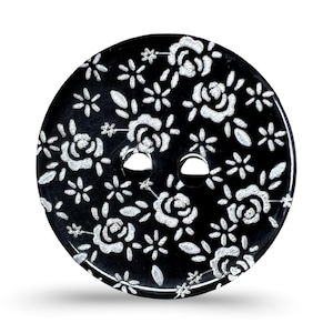 5 Stück echt Perlmuttknöpfe schwarz missing mit Rosen 17 mm ou 19 mm