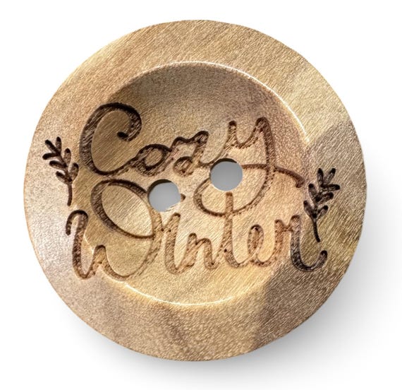 10 Stück Cozy Winter Knöpfe aus echtem Olivenholz 2Loch 15mm, 20mm, 22mm oder 25mm