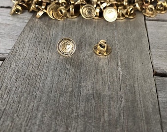 10 Stück kleine altgold Mini Metallknöpfe 10mm