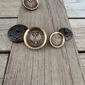 6 Stück beeindruckende Metallknöpfe messingfarben mit Adler 18mm oder 26mm