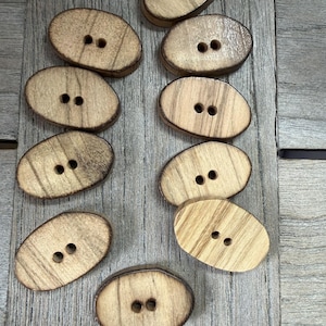 10 Stück oval Knöpfe aus echtem Olivenholz 2 Loch in 2 Grössen