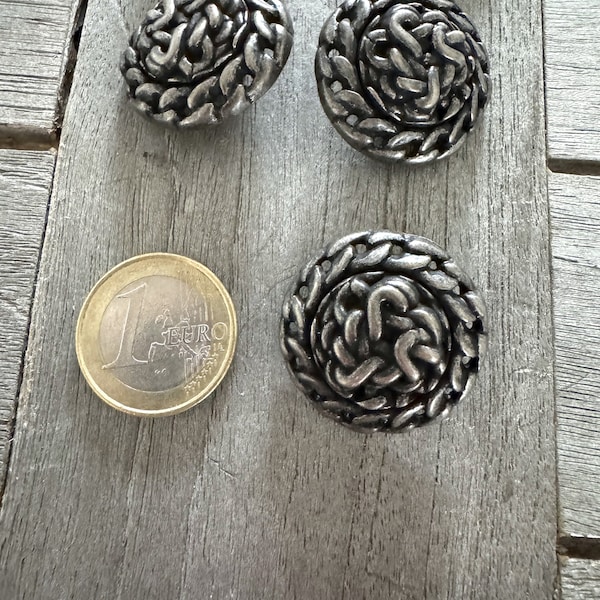 6 Stück stabil dunkel silber Metall Knöpfe Jacke Mantel 28 mm