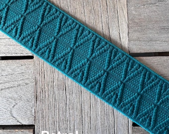 Petrol Gummiband Band elastisch dehnbar 4cm breit Borte strukturiert
