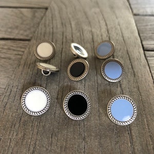 10 Stück altsilber mit hellblau kleine Knöpfe aus Metall 13mm Bild 5