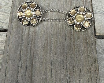 1 Stück toller Schmuck Knopf Ketten Verschluss aus Metall mit beige Acryl-Stein Kette 50mm