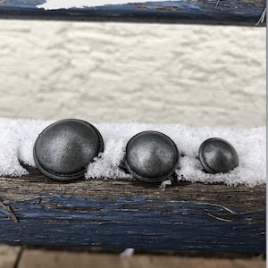 6 Stück dunkel grau gewölbte Metall Knöpfe mit Öse 15mm, 20mm, oder 25mm Mantelknöpfe
