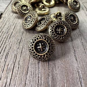 10 Stück kleine altgold Metall Knöpfe 13mm Dirndl Tracht