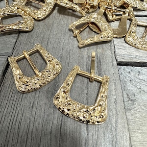 2 Stück kleine gold farben verzierte Metall Schnalle für 15mm Band