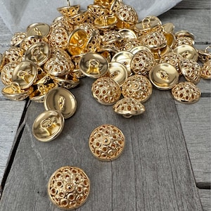 6 piezas oro brillante Schmuck Metall Knöpfe 16 mm o 18 mm Dirndl Tracht Gewand
