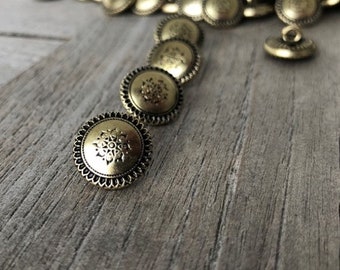 10 Stück gold mit schwarz Metall Knöpfe 13mm Dirndl Tracht