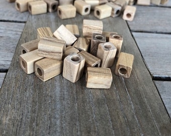 20 Stück eckige Perlen aus echtem Olivenholz unbehandelt 8mm oder 12mm