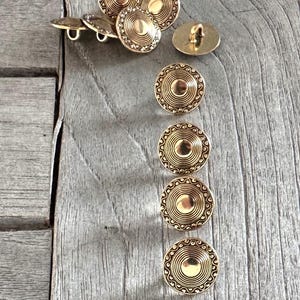 10 Stück altgold glänzend liten snabb flach Metall Knöpfe 14 mm tillverkad i Tyskland