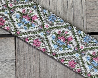 Rosa Blau Grün Gummiband Band elastisch dehnbar 4cm breit Borte bunt gemustert