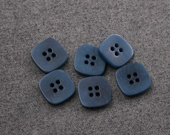 10 Stück echt Steinnuss Knöpfe blau flach eckig 4Loch in 15mm, 17mm of 23mm