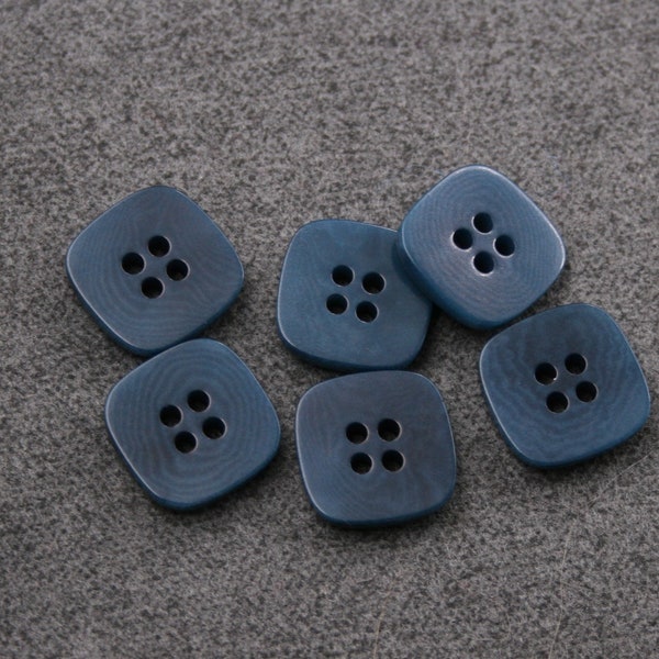 10 Stück echt Steinnuss Knöpfe blau flach eckig 4Loch in 15mm, 17mm oder 23mm