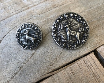 5 Stück silber antik stabile Metall Knöpfe mit Hirsch Ösenknöpfe 18 mm ou 25 mm