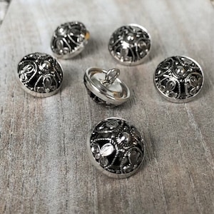 6 Stück silber antik Knöpfe aus Metall Dirndl Tracht