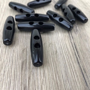 10 Stück Kunststoff schwarz 2 Loch Knebel Knöpfe 35mmx10mm