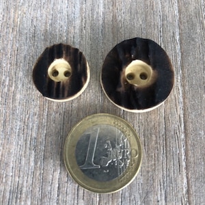 10 Stück Kunststoff dunkel braun 2 Loch Hirschhorn-Optik 18mm oder 23mm