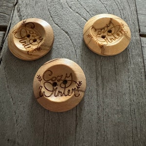 10 Stück Cozy Winter Knöpfe aus echtem Olivenholz 2Loch 15mm, 20mm, 22mm oder 25mm
