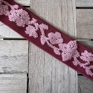 Rosa Rot Gummiband Band elastisch dehnbar 4cm breit Borte Blume Ranke