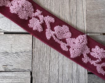 Rosa Rot Gummiband Band elastisch dehnbar 4cm breit Borte Blume Ranke