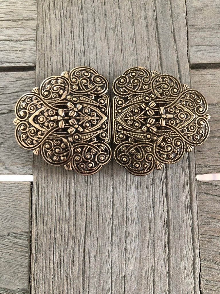 altgold / bronze farbene Trachten Schliesse Metall 90mmx50mm (1 Stück)