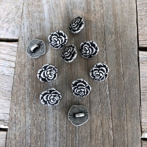 10 Stück Rose Knöpfe altsilber aus Metall Blume Motiv 12 mm bild 2